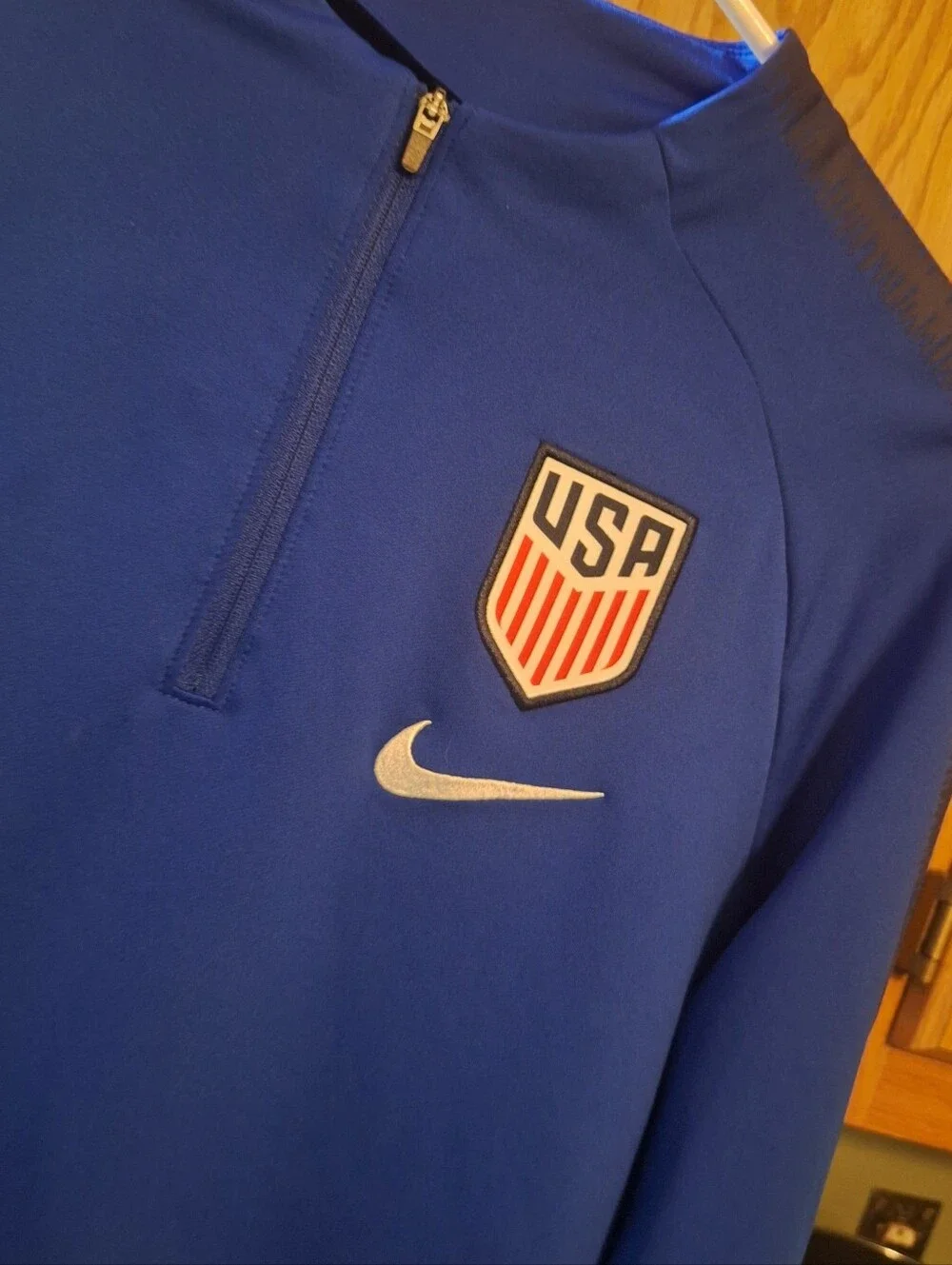 [[Nike]] Women’s Blue USA  Long-Sleeve 1/4 Zip Soccer Training Top
